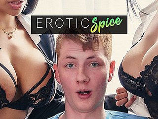 Pelajar remaja jahe diperintahkan ke kantor kepala kantor dan kacau oleh payudaranya yang besar prebend latina di creampie threesome